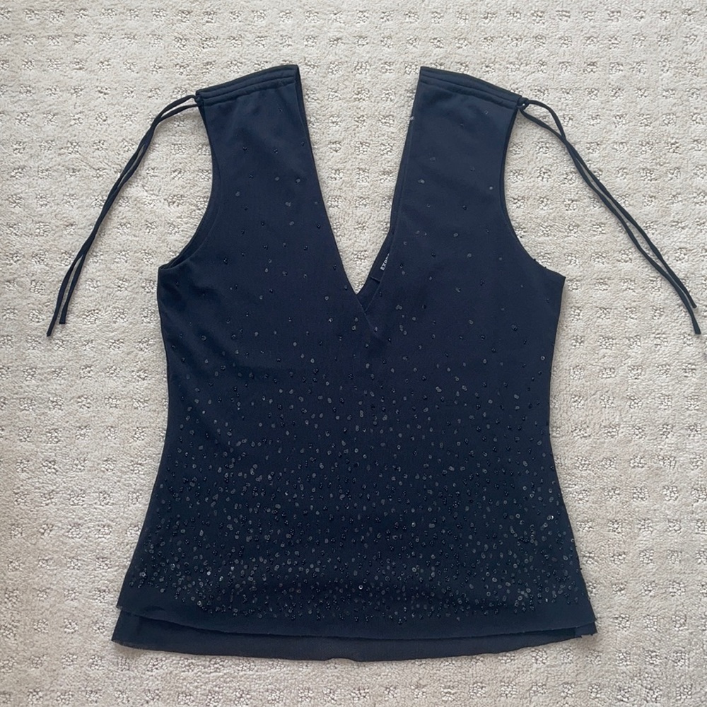 Black sequined v-neck top